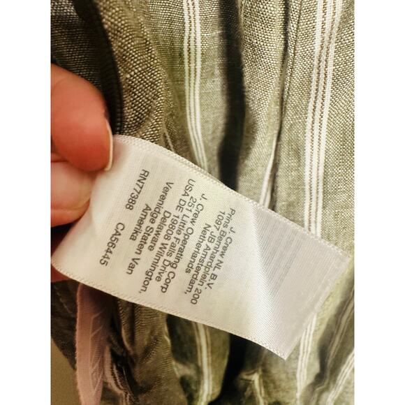 MADEWELL Green Stripe 100% Linen Sweetheart Neckline Campbell Jumpsuit Size 8 - Picture 15 of 16